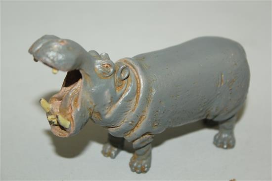 An Austrian Bergman cold painted bronze model of a hippopotamus, 4.5in.